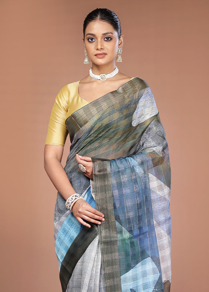 Green Tussar Silk Saree With Blouse Piece