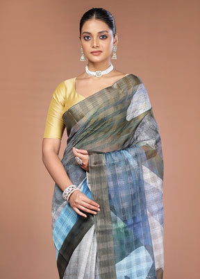 Green Tussar Silk Saree With Blouse Piece