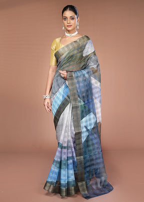 Green Tussar Silk Saree With Blouse Piece