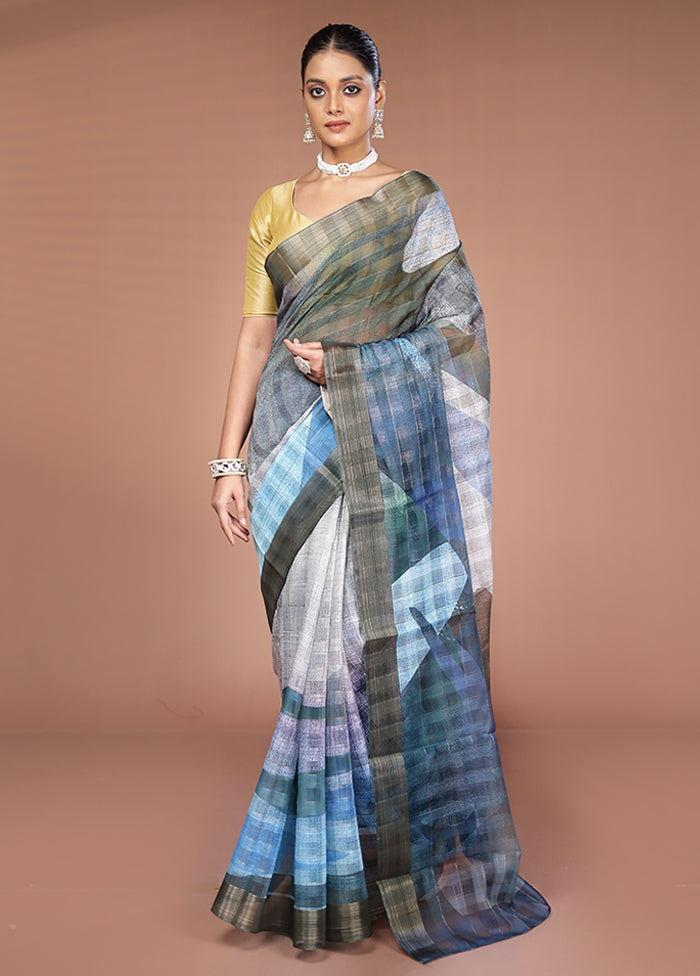 Green Tussar Silk Saree With Blouse Piece