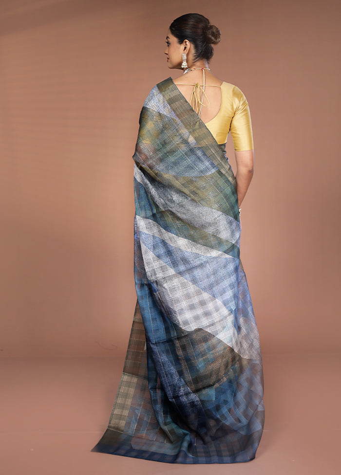 Green Tussar Silk Saree With Blouse Piece