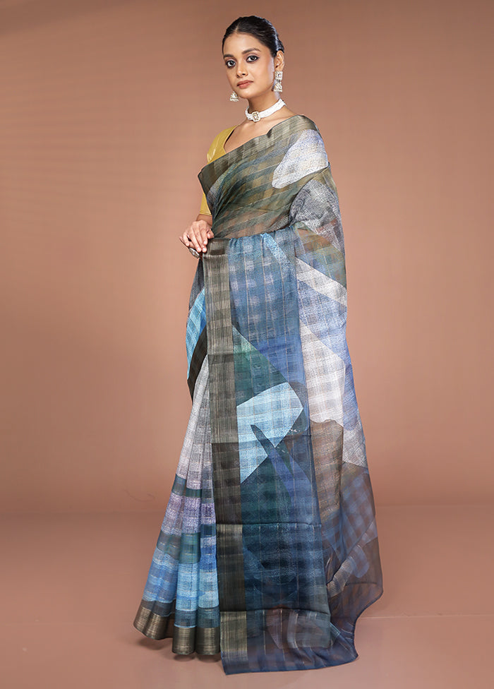 Green Tussar Silk Saree With Blouse Piece
