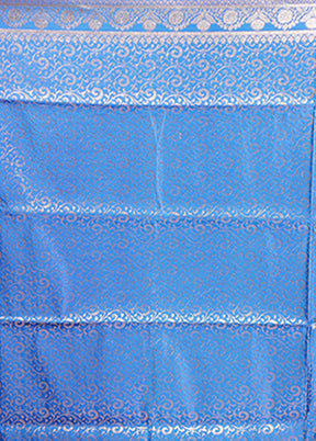 Blue Banarasi Silk Saree With Blouse Piece