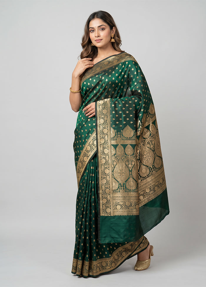 Green Banarasi Silk Saree With Blouse Piece