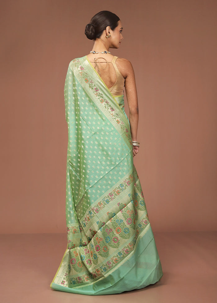 Green Kora Silk Saree With Blouse Piece