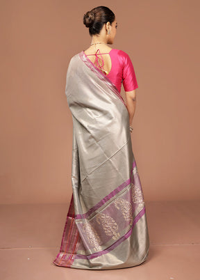 Grey Tissue Silk Saree With Blouse Piece