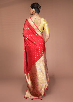 Maroon Georgette Saree With Blouse Piece
