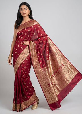 Purple Banarasi Silk Saree With Blouse Piece