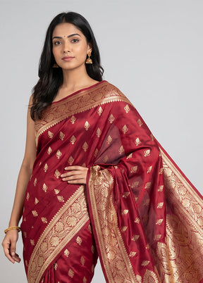 Purple Banarasi Silk Saree With Blouse Piece