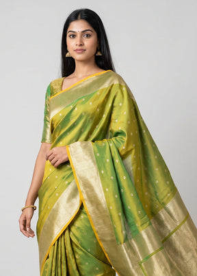 Green Katan Silk Saree With Blouse Piece