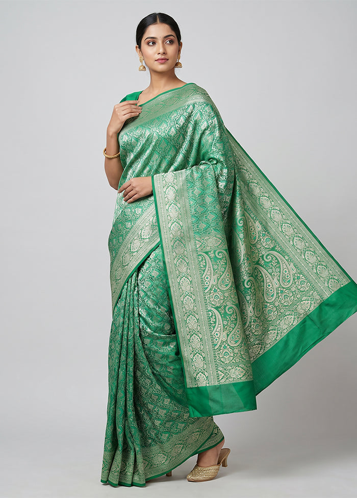 Green Katan Silk Saree With Blouse Piece