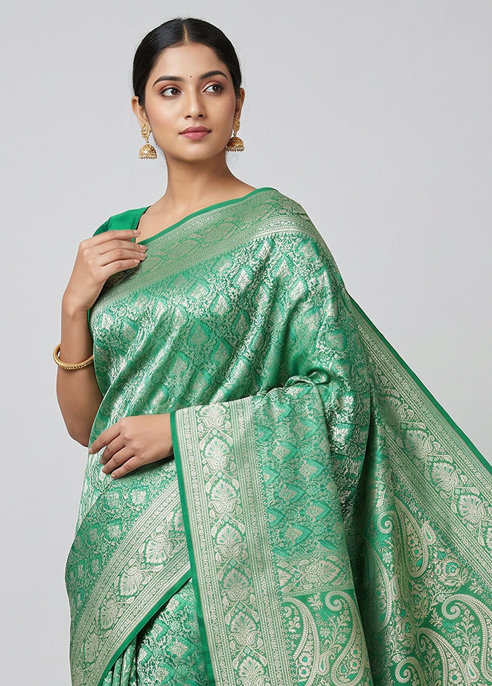 Green Katan Silk Saree With Blouse Piece