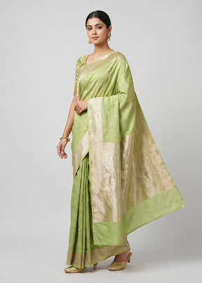 Green Kora Silk Saree With Blouse Piece