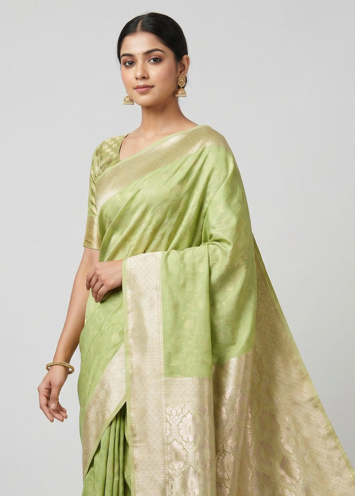 Green Kora Silk Saree With Blouse Piece
