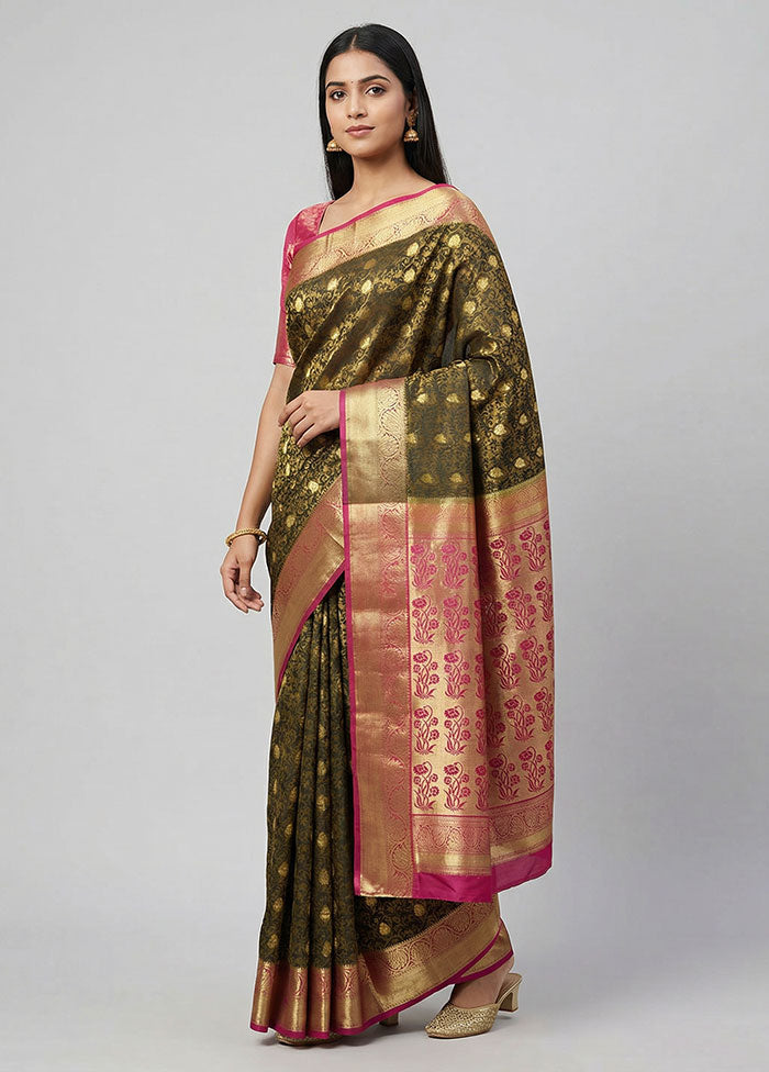 Maroon Kanjivaram Silk Saree With Blouse Piece