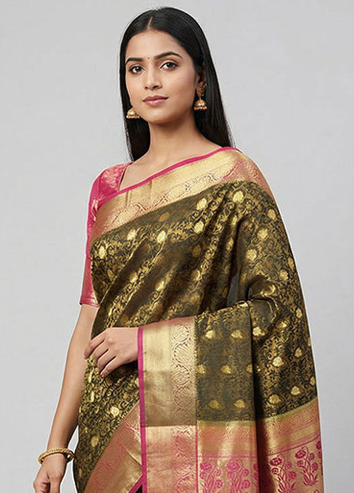 Maroon Kanjivaram Silk Saree With Blouse Piece