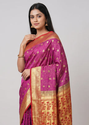 Blue Kanjivaram Silk Saree With Blouse Piece