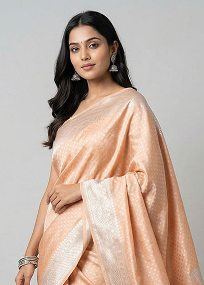 Orange Tissue Silk Saree With Blouse Piece