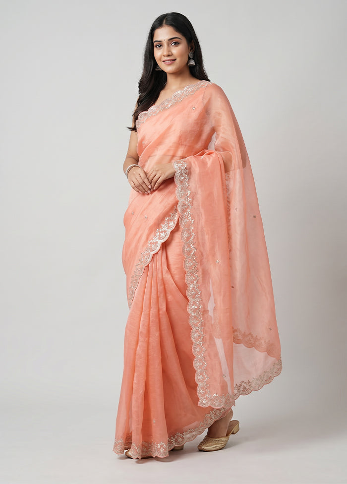 Pink Tissue Silk Saree With Blouse Piece