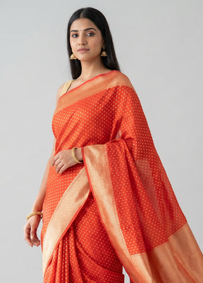Red Kora Silk Saree With Blouse Piece