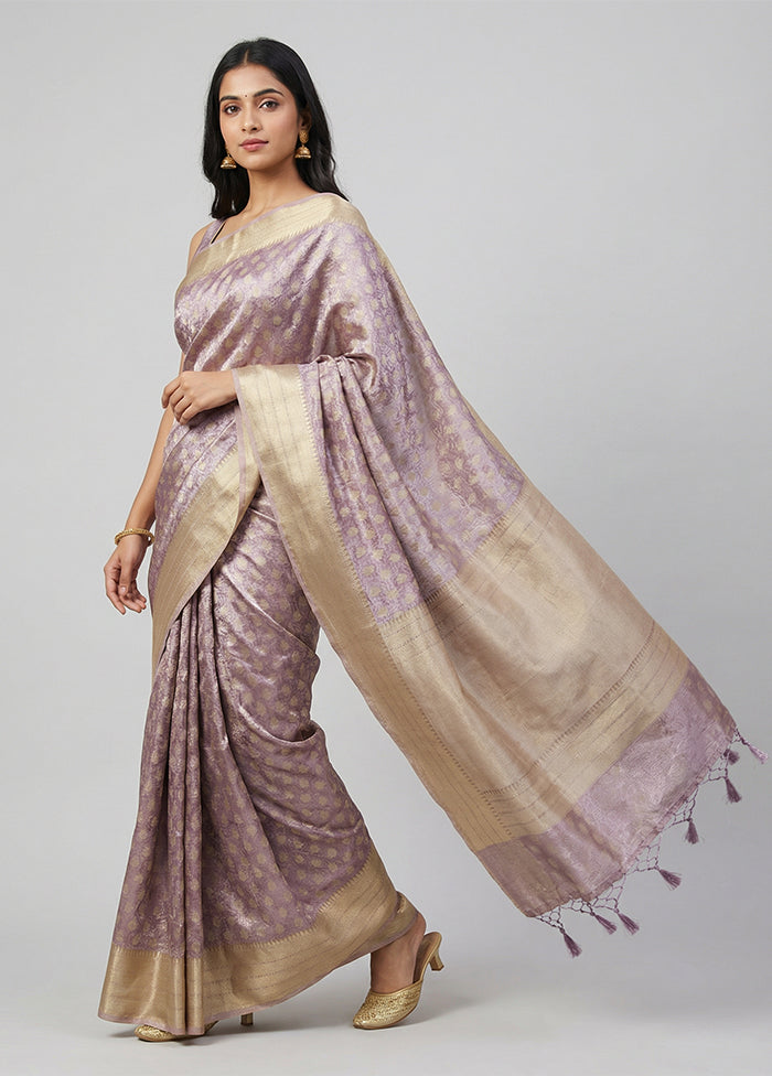 Purple Tissue Silk Saree With Blouse Piece