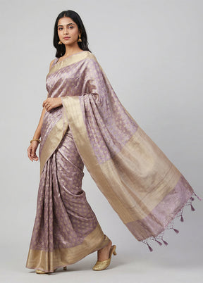Purple Tissue Silk Saree With Blouse Piece