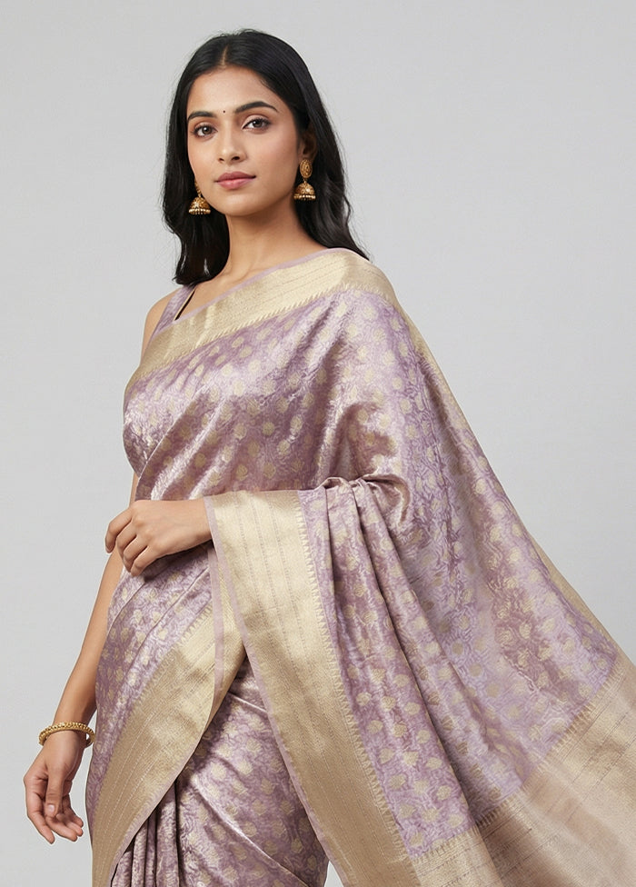 Purple Tissue Silk Saree With Blouse Piece