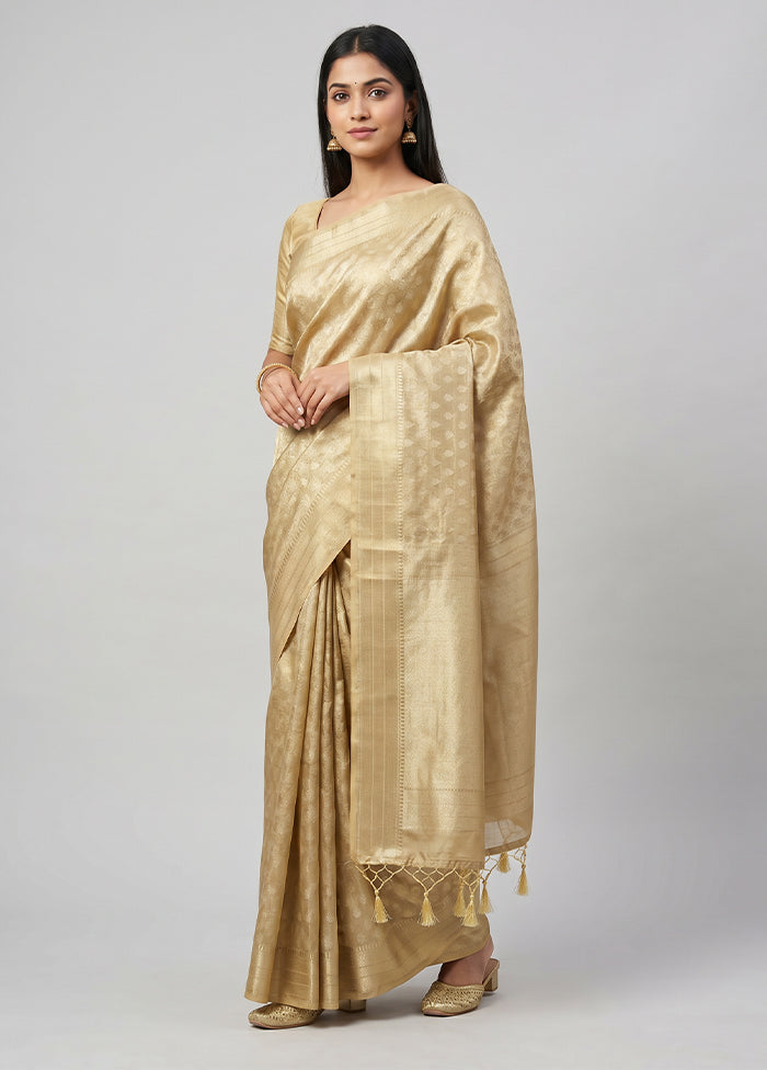 Cream Tissue Silk Saree With Blouse Piece