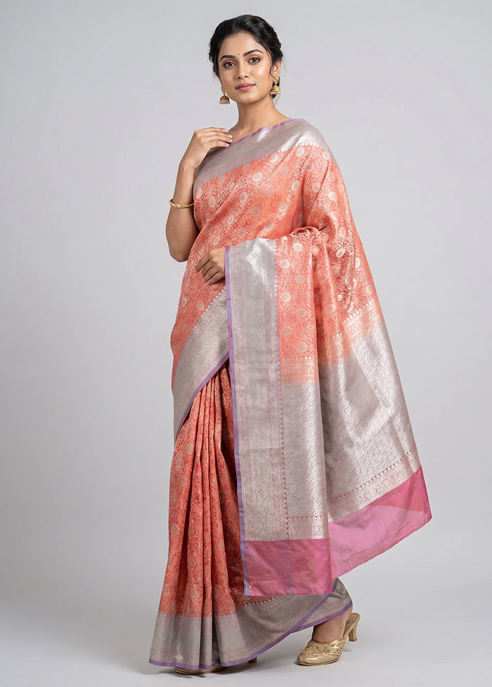 Pink Uppada Silk Saree With Blouse Piece