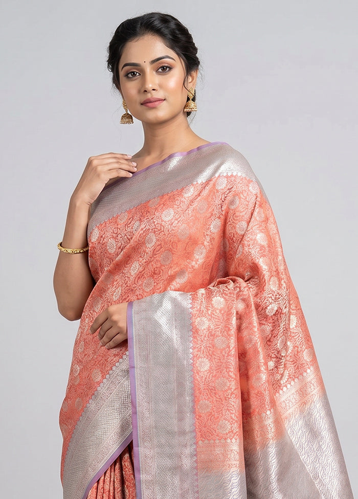 Pink Uppada Silk Saree With Blouse Piece