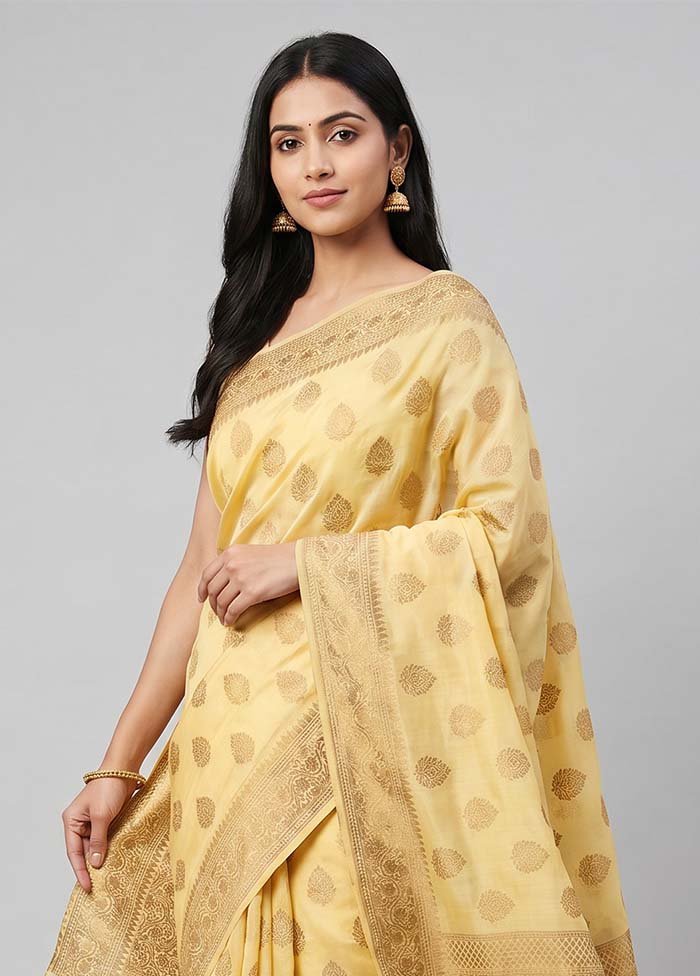 Cream Handloom Dupion Silk Saree With Blouse Piece
