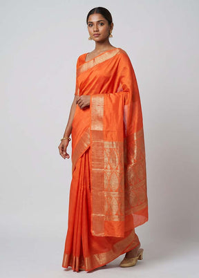 Pink Handloom Dupion Silk Saree With Blouse Piece