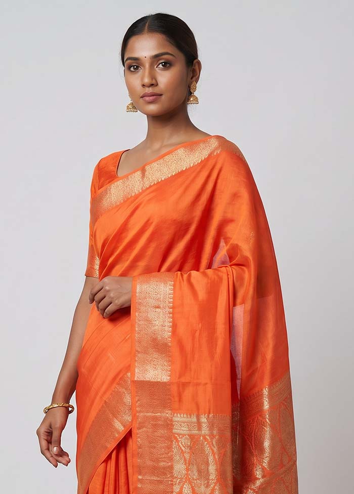 Pink Handloom Dupion Silk Saree With Blouse Piece