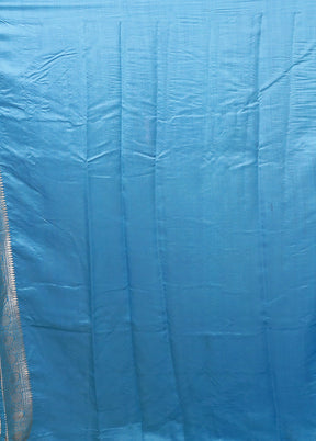 Blue Handloom Dupion Pure Silk Saree With Blouse Piece