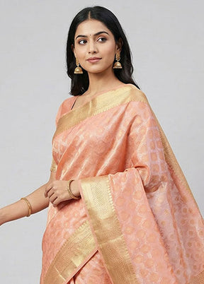 Pink Kora Silk Saree With Blouse Piece