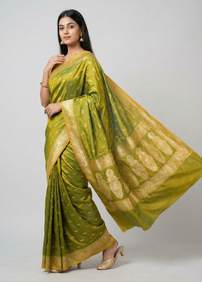 Green Katan Silk Saree With Blouse Piece