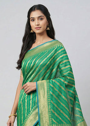 Green Kora Silk Saree With Blouse Piece