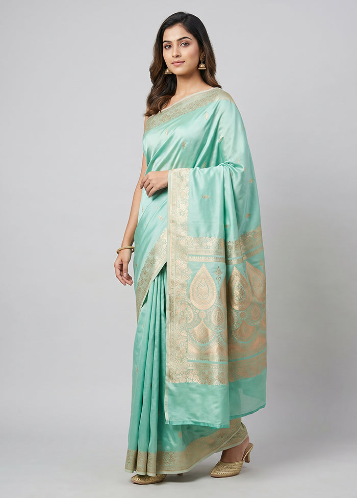 Green Katan Silk Saree With Blouse Piece