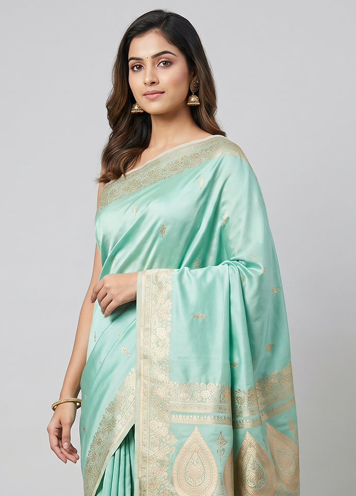 Green Katan Silk Saree With Blouse Piece