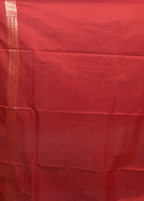 Red Kora Silk Saree With Blouse Piece