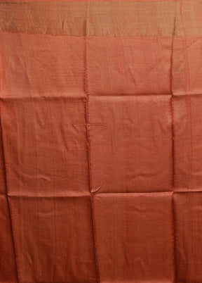 Rust Tussar Silk Saree With Blouse Piece