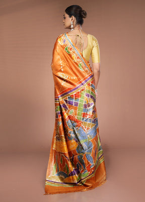 Yellow Handloom Tussar Pure Silk Saree With Blouse Piece