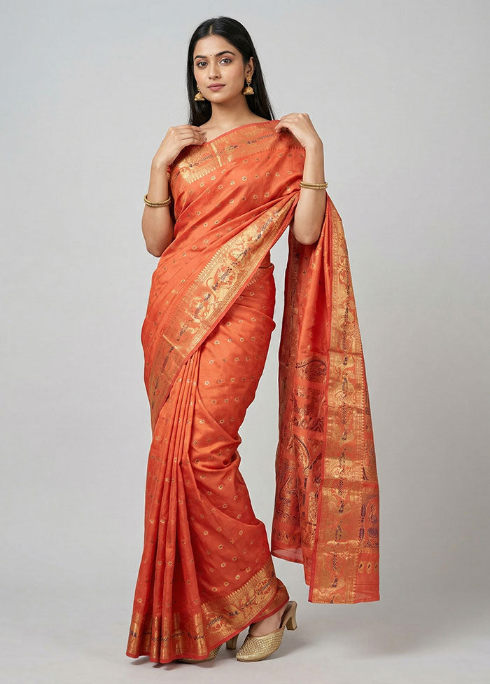 Pink Handloom Baluchari Pure Silk Saree With Blouse Piece