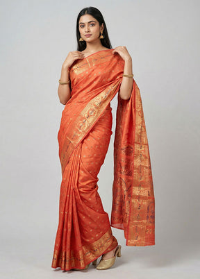 Pink Handloom Baluchari Pure Silk Saree With Blouse Piece