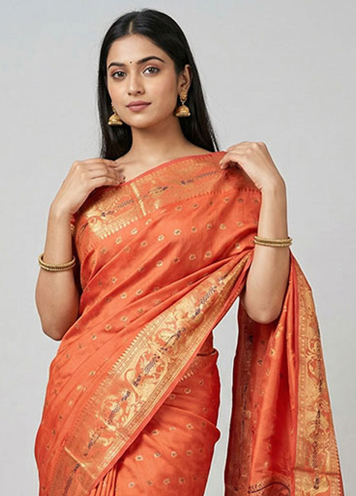 Pink Handloom Baluchari Pure Silk Saree With Blouse Piece