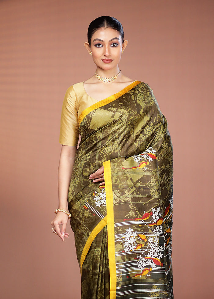 Multicolor Printed Pure Silk Saree Without Blouse Piece
