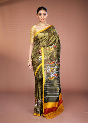Multicolor Printed Pure Silk Saree Without Blouse Piece