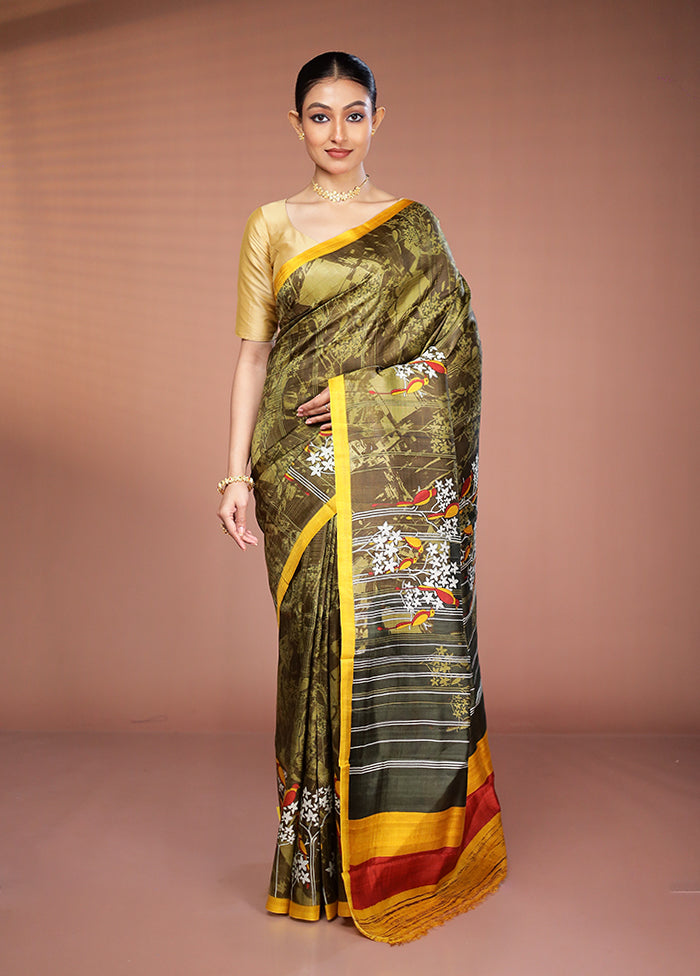 Multicolor Printed Pure Silk Saree Without Blouse Piece