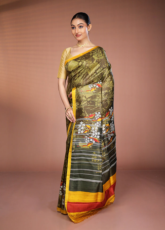 Multicolor Printed Pure Silk Saree Without Blouse Piece
