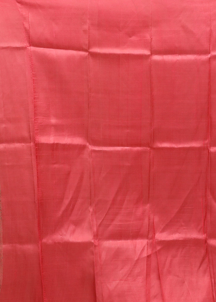 Pink Printed Pure Silk Saree Without Blouse Piece